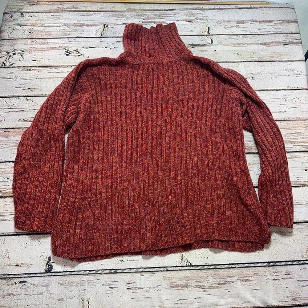 Women's Orange Ribbed Turtleneck Sweater Large